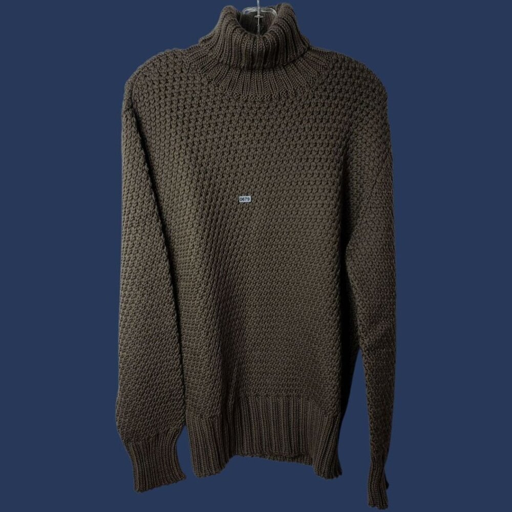 Gucci Chunky Knit Turtleneck Sweater Made In Italy Virgin Wool Brown Xlarge - Picture 2 of 12